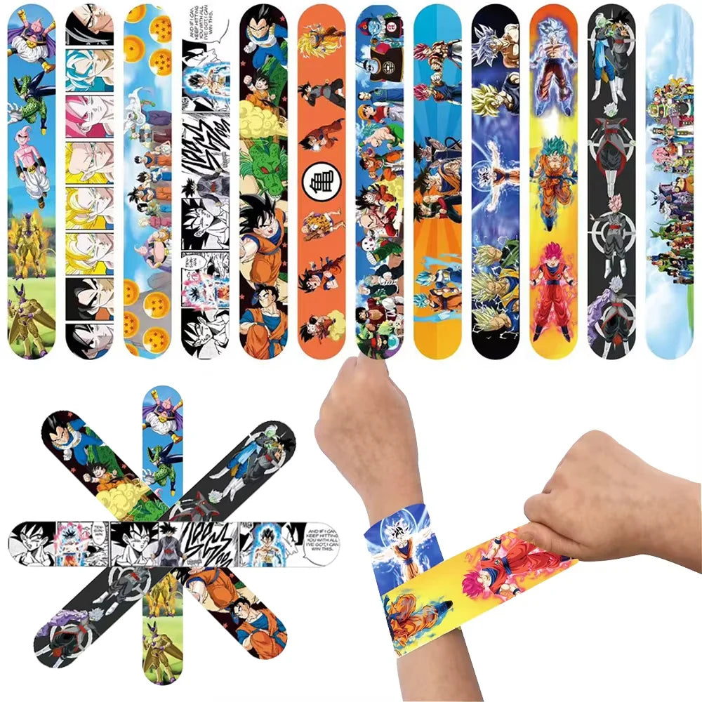 12/24/36pcs Bandai Dragon Ball Slap Bracelets - 22 x 3 cm (8.66 x 1.18 in) Anime Wristbands Party Favors for Kids