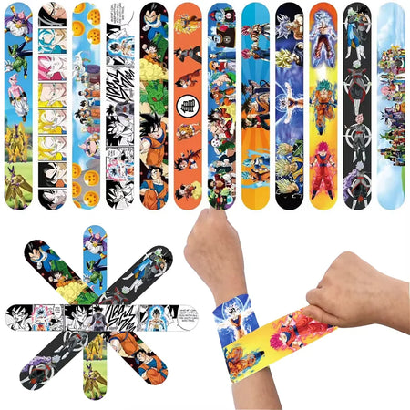 12/24/36pcs Bandai Dragon Ball Slap Bracelets - 22 x 3 cm (8.66 x 1.18 in) Anime Wristbands Party Favors for Kids
