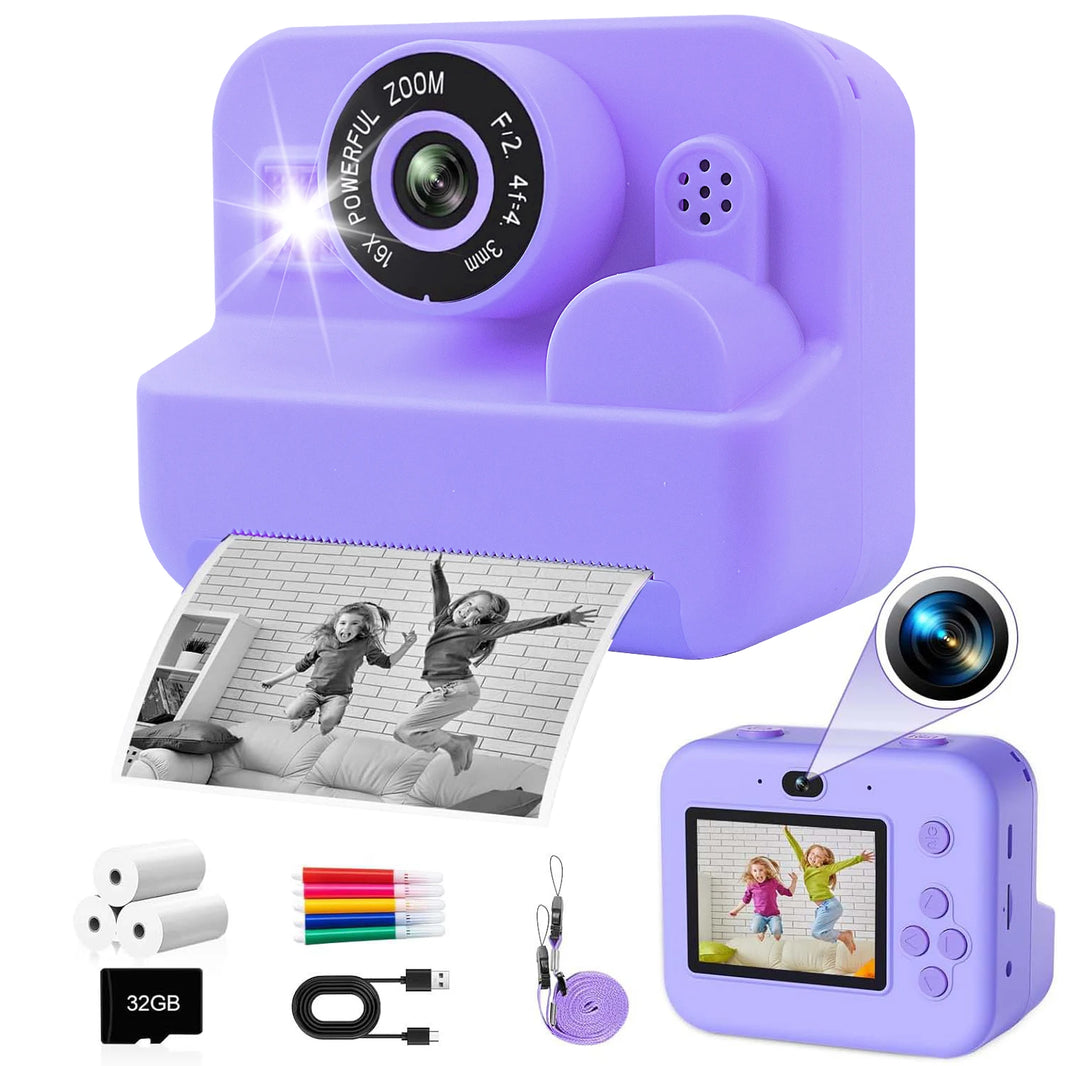 Kids Instant Print Thermal Camera with MP3 and Video Game, Toddler Toy for Ages 3-12
