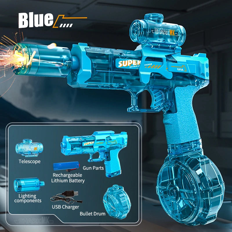 Electric Water Gun with 26 Ft Range – High Capacity Light-Up Summer Pool Toy