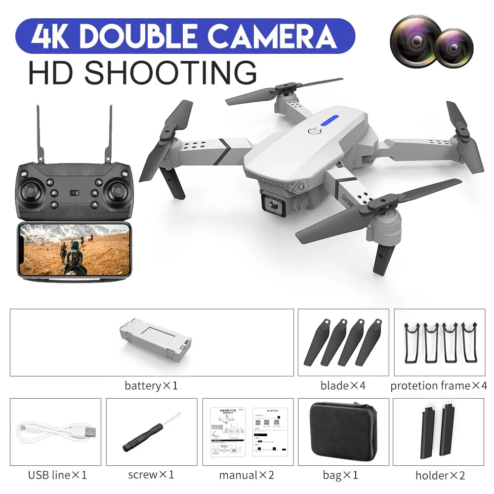 E88 Pro Foldable Drone with 4K Wide-Angle Camera and WiFi FPV