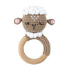 1pc Safety Wooden Baby Teether - Crochet Cartoon Long Ear Bunny Rattler with Mobile Crib Bell | Newborn Teething Toy & Handbell