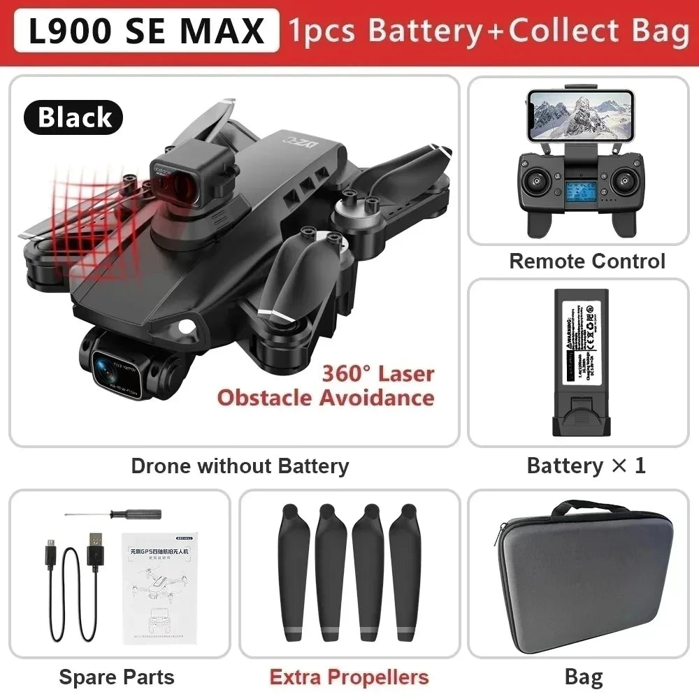 L900 Pro SE Max GPS Drone – 4K Dual HD Camera 5G WiFi FPV Quadcopter with Obstacle Avoidance