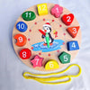 Wooden Number Blocks Puzzle, Shape & Color Sorting Clock, Montessori Toy for Kids, Early Education, Penguin Patterns, Time Learning