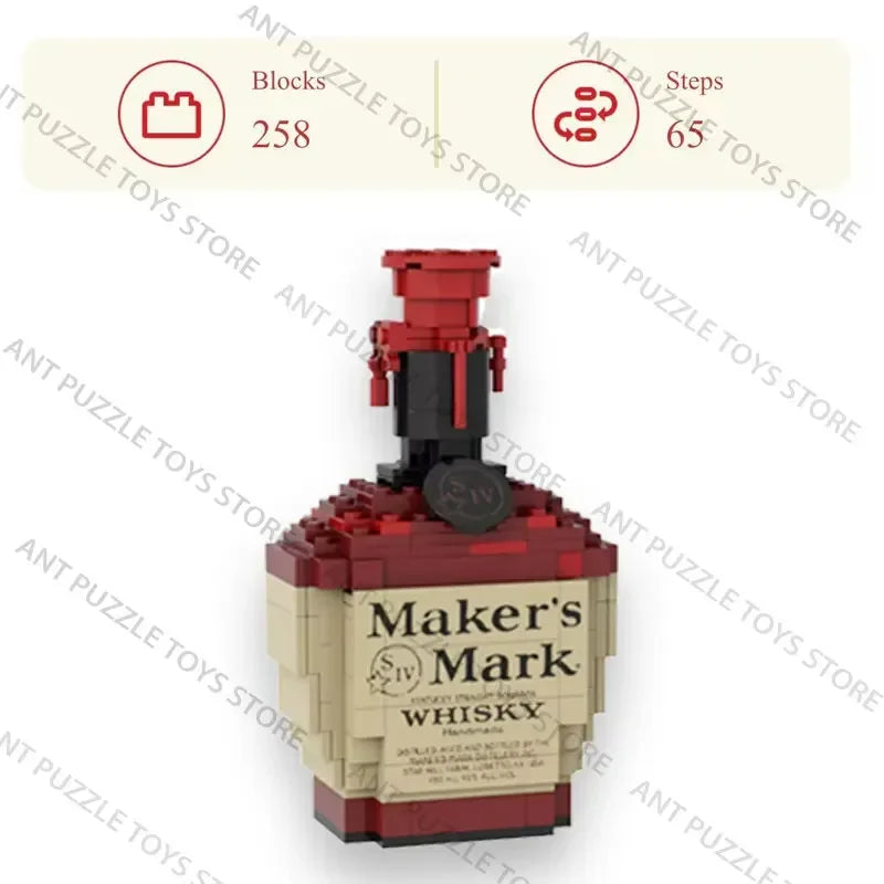 Whiskey Bottle Building Block Model – Assemble Toy for Gifts and Home Decor