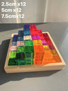 Wooden Montessori See-Through Blocks – Mixed Acrylic Gems Toy for Kids, Open Play Educational Toy