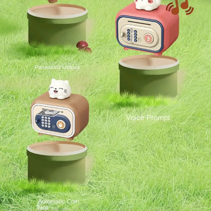 Password Lock Automatic Roll-Up Savings Bank Fingerprint Protected Voice Reminder Smart Cartoon Money Deposit Storage Box