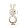 1pc Safety Wooden Baby Teether - Crochet Cartoon Long Ear Bunny Rattler with Mobile Crib Bell | Newborn Teething Toy & Handbell