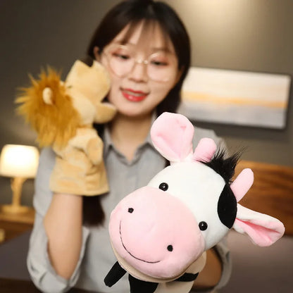 Stuffed Plush Hand and Finger Puppets, Lion Elephant Bunny Monkey Educational Toys for Kids