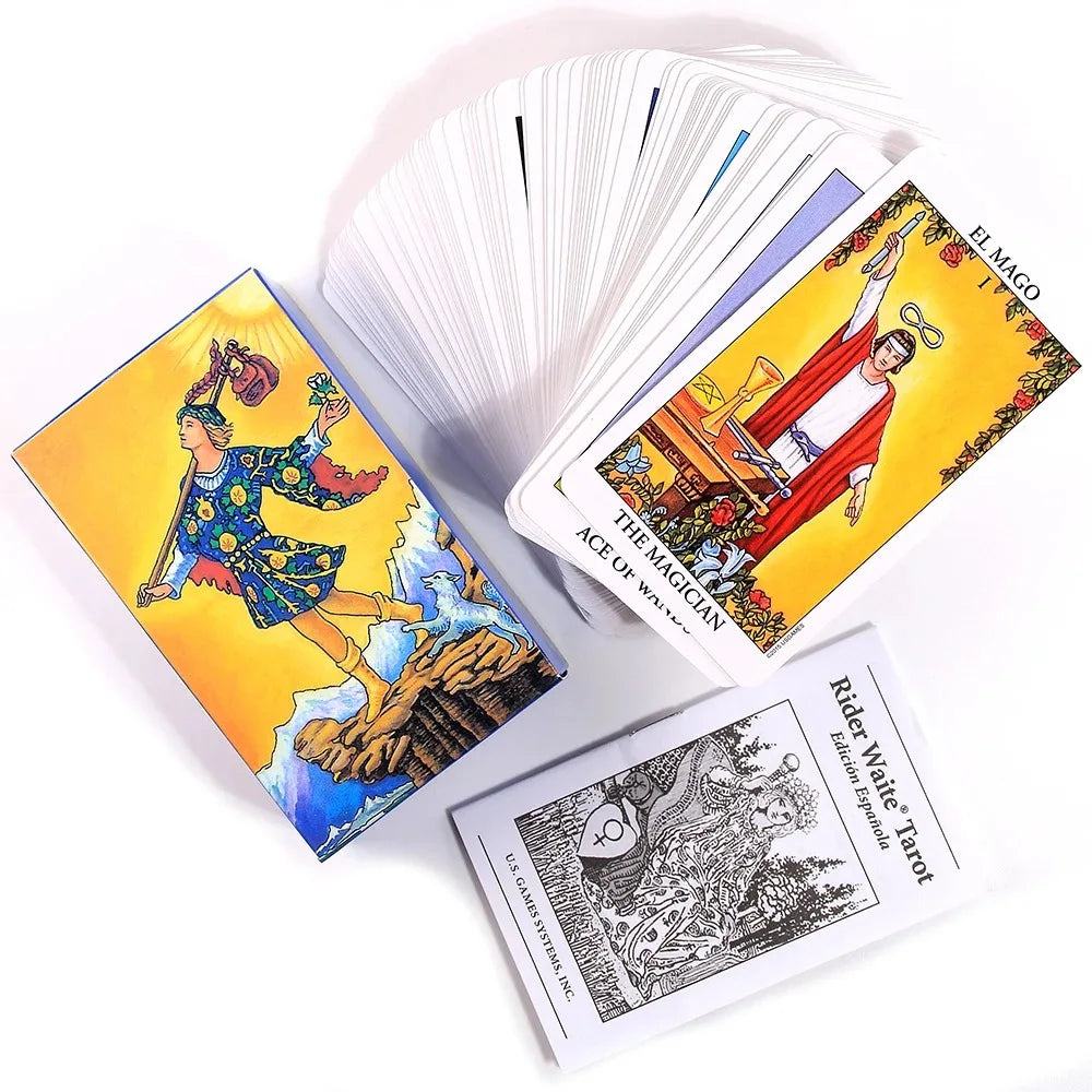 Rider Tarot Cards - Spanish and English Version, Divination Meditation Deck for Beginners, 78PCS Tarot Cards Game