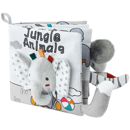 Baby Books Toys - Crinkle Soft Cloth 3D Touch and Feel, High Contrast Sensory Activity Toy for Early Education, Stroller Toy