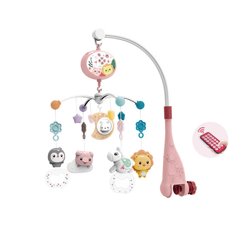 Musical Baby Crib Mobile With Lights and Music Projection Remote Control Crib Toy for Newborns