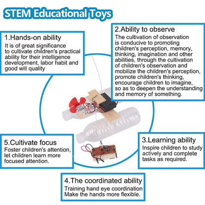 DIY Remote Control Wind Ship Model - Wooden Assembly Electric Wind-Powered Boat, STEM Science Experiment Kit for Kids
