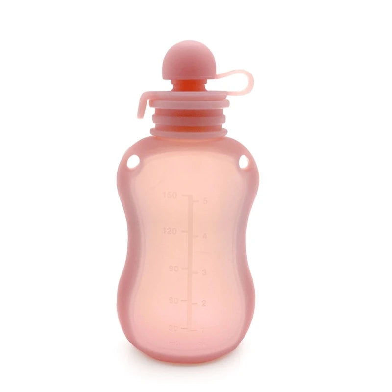 BPA-Free Silicone Baby Food Pouch - Reusable & Leak-Proof Squeeze Container for Milk & Puree Storage