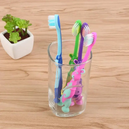 Kids Cartoon Toothbrush, Soft Bristles, Anti-Slide Handle, Stand-Up Bottom, Safe & Fun Oral Care