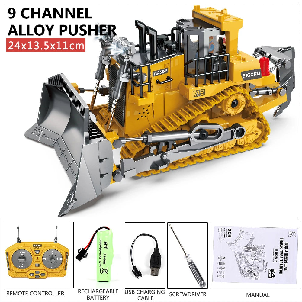 2.4G RC Excavator Dumper Car Remote Control Crawler Bulldozer Toy