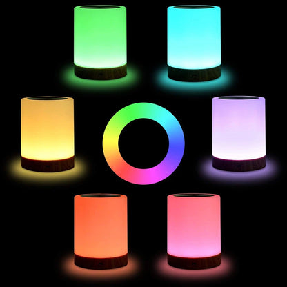 Touch Lamp LED Night Light Portable Rechargeable Warm White RGB Table Bedside Lamp for Kids Gift