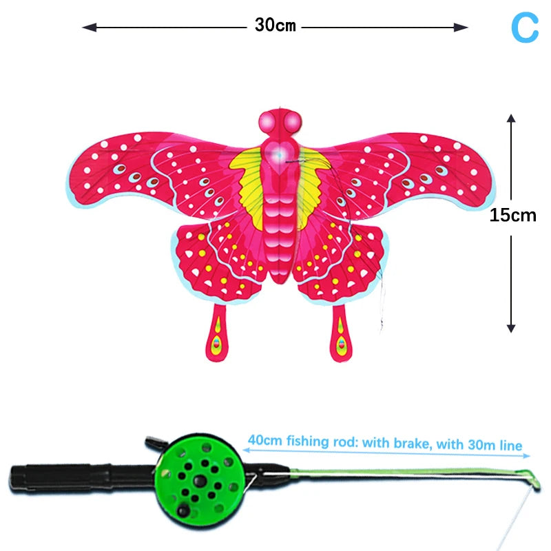1 Set Children’s Kite Toy – Cartoon Butterfly, Swallow, Eagle Kite with Handle, Kids Flying Outdoor Toy