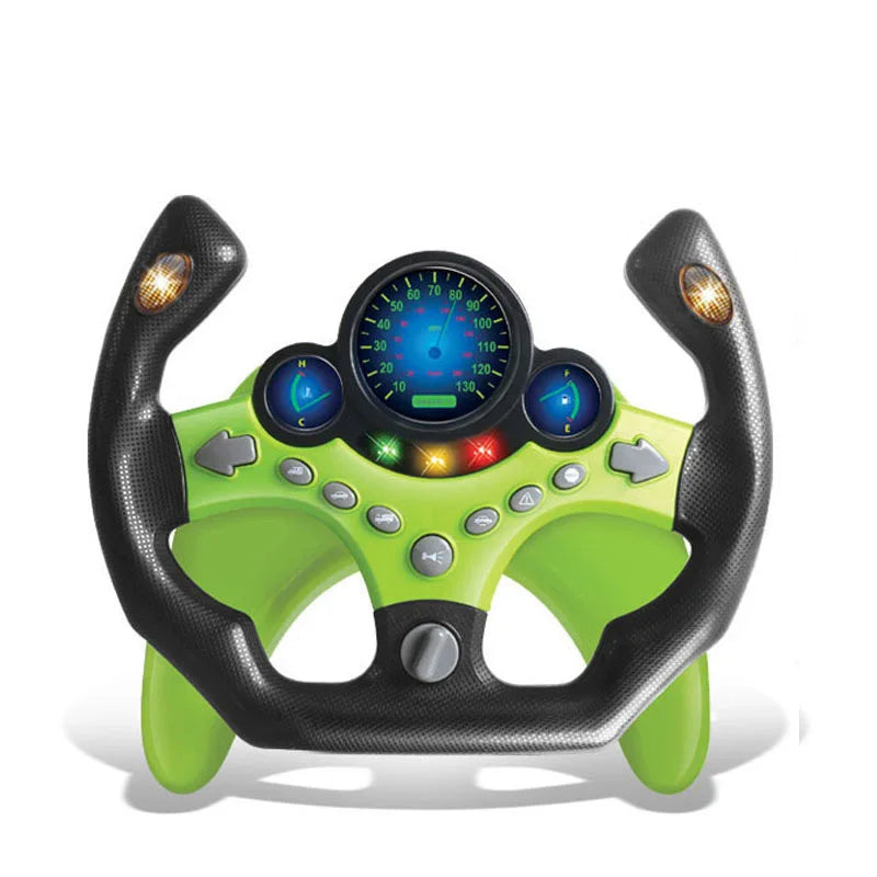 Electric Simulation Steering Wheel Toy with Light and Sound Educational Children’s Co-Pilot Car Vocal Toy Gift