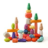 Wooden Rainbow Stacking Stones Montessori Balance Blocks - Colorful Wooden Building & Stacker Toy for Kids Ages 4-12