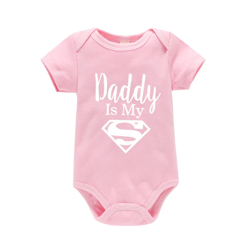 Newborn Baby Romper – "Daddy Is My Hero" Funny Print Bodysuit – Cute & Casual Infant Jumpsuit for Baby Boys & Girls