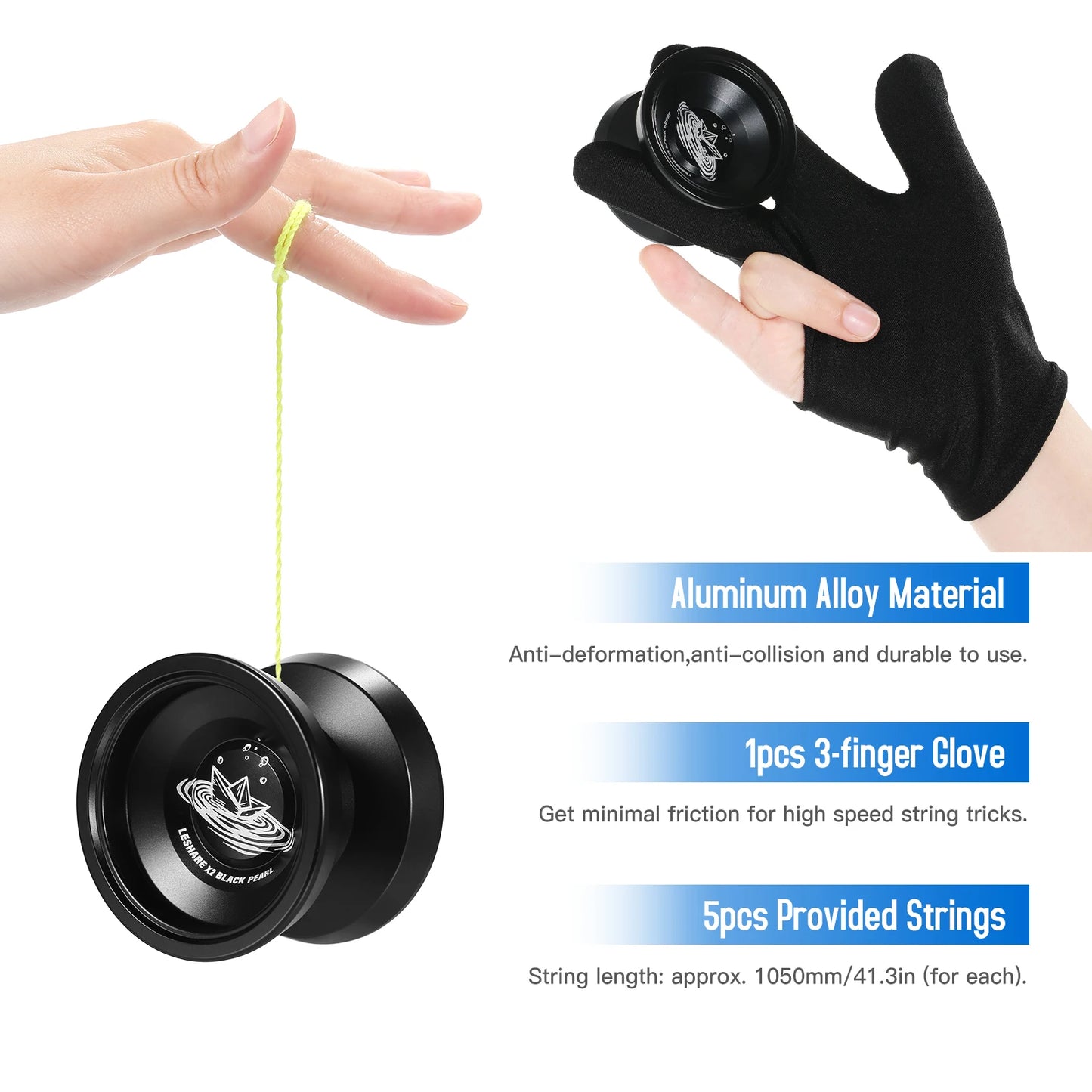 LESHARE Yoyo Ball - Aluminum Trick Yo-Yo with Bearing, Strings, and Gloves, Competitive Classic Toy Gift