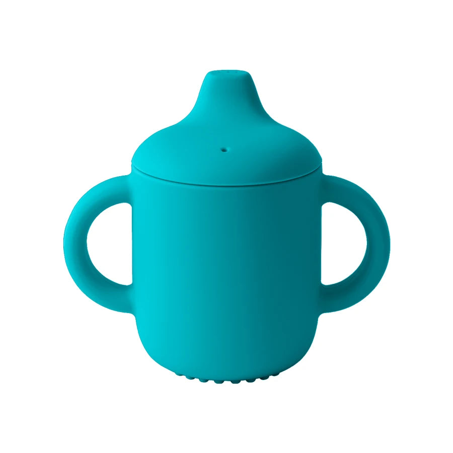 1PCS Baby Feeding Silicone Cup for Infants & Toddlers, Portable Learning Drinking Cup with Hand Shank, BPA-Free Baby Water Cup