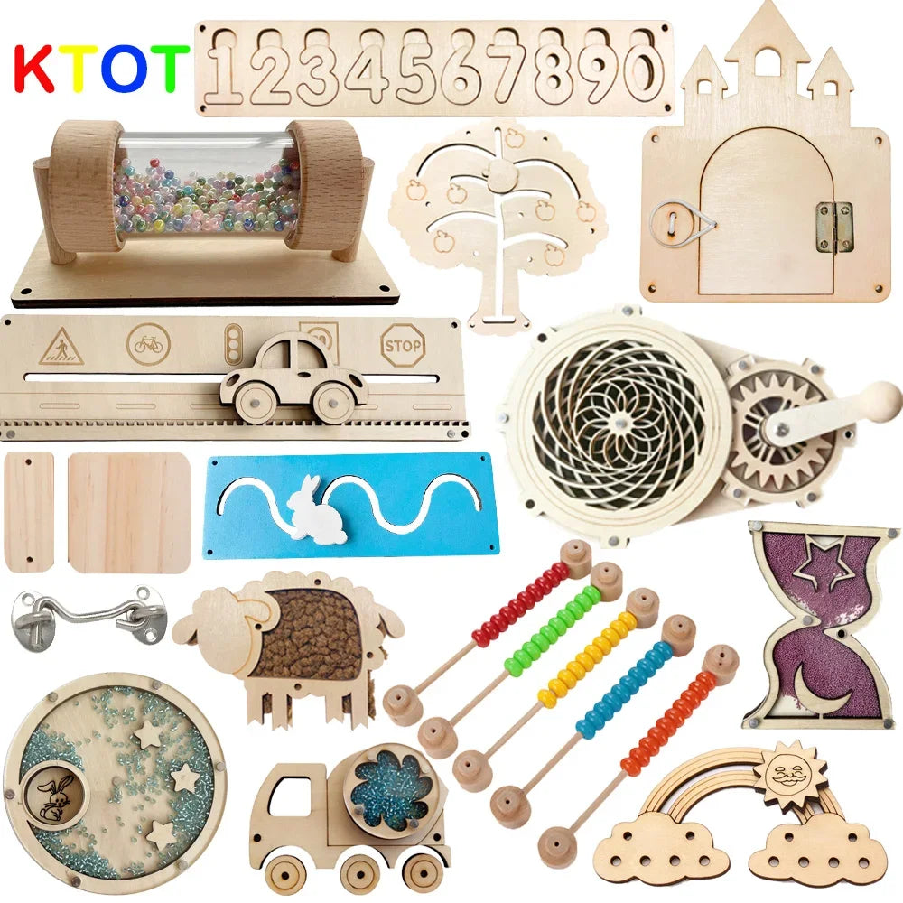 Montessori Busy Board DIY Accessories – Learning and Educational Components, Wooden Parts for Baby Activity Board Games