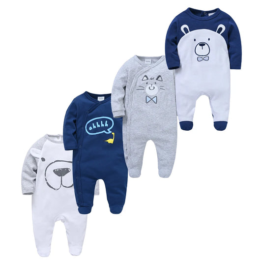 Kavkas 3/4 PCS Baby Romper Set – 100% Cotton Polka Dot Long Sleeve Jumpsuit (Newborn 0-12 Months, Summer Wear)