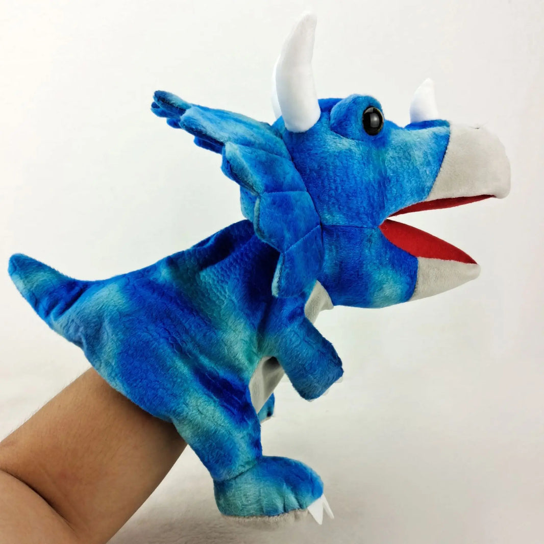 11 Style Dinosaur Plush Hand Puppets, Triceratops Tyrannosaurus Dilophosaurus Gloves