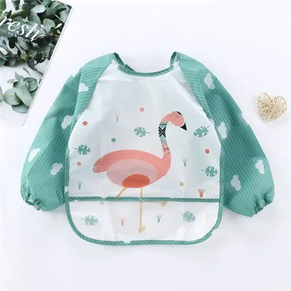 Baby Boys & Girls Burp Cloth Bandana Bibs – Long Sleeve Scarf, Waterproof Toddler Art Smock, Feeding Bib Apron with Pocket for 1-3 Year Olds - Kidzy Market