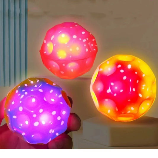 Glowing High Bouncing Ball with LED Light – Space Ball Fidget Toy for Kids, Outdoor Stress Relief Hole Ball