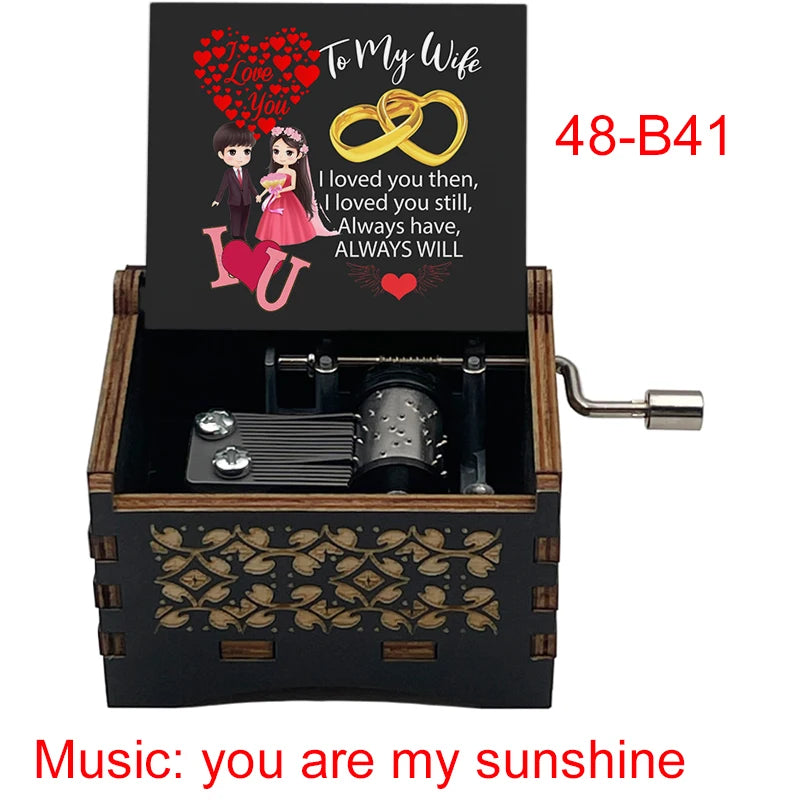 You Are My Sunshine Quote Print Wooden Music Box Birthday Party Favor Gift for Kids