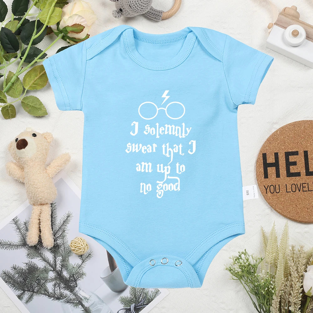 Funny White Letter Cotton Newborn Bodysuit for Baby Boys & Girls – Comfy, Soft & High-Quality Summer Clothes for Infants