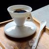 PDQ Bone China Espresso Cup & Saucer with Spoon — Single Small Handgrip Coffee Mug for Women