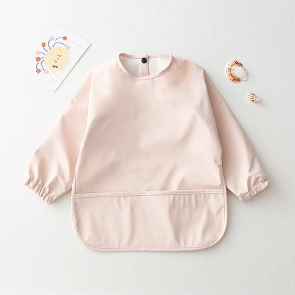 Baby Toddler Long Sleeve Waterproof Art Smock Feeding Bib with Pocket – Scarf Apron, Burp Cloth & Bandana Bib for Boys and Girls - Kidzy Market