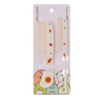 2Pcs/Set Cute Kids Hairdressing Comb - Anti-static Pointed Tail Comb for Girls - Strawberry Fruit Pattern Kids Hair Comb