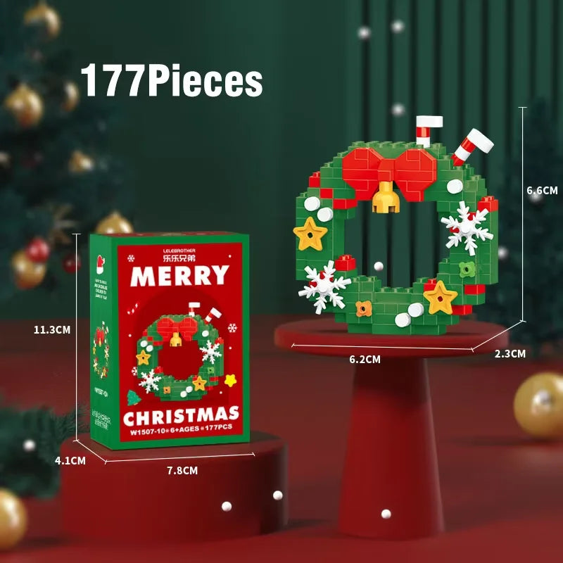 Christmas Building Blocks – Santa Claus, Snowman, Elk, and Tree Micro Brick Puzzle Model for Kids