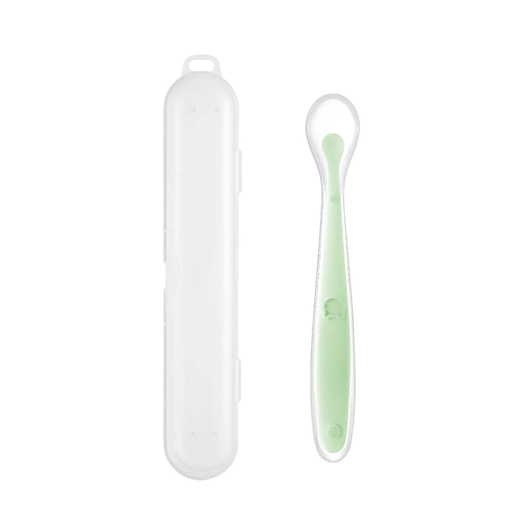 Baby Food Feeding Spoon Set – Stainless Steel Scraping & Soft Silicone Spoon for Infants and Toddlers – Includes Storage Box – BPA Free Baby Utensils for Puree, Soft Foods & Weaning
