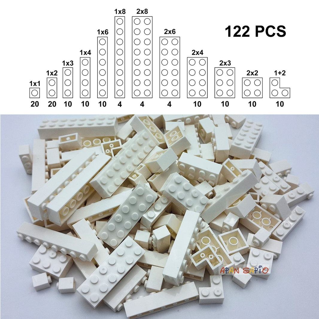 122PCS Thick Figures Bricks – 12 Size DIY Building Blocks, Creative Educational Plastic Toys, Compatible with 3001 for Children