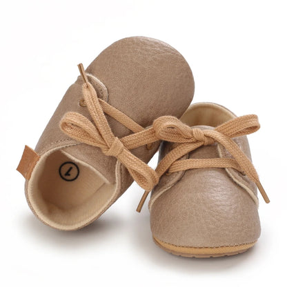 HAIZHIW Newborn Baby Boy & Girl Leather Shoes – Infant First Walkers, Non-Slip Rubber Toddler Retro Shoes (0-18M)
