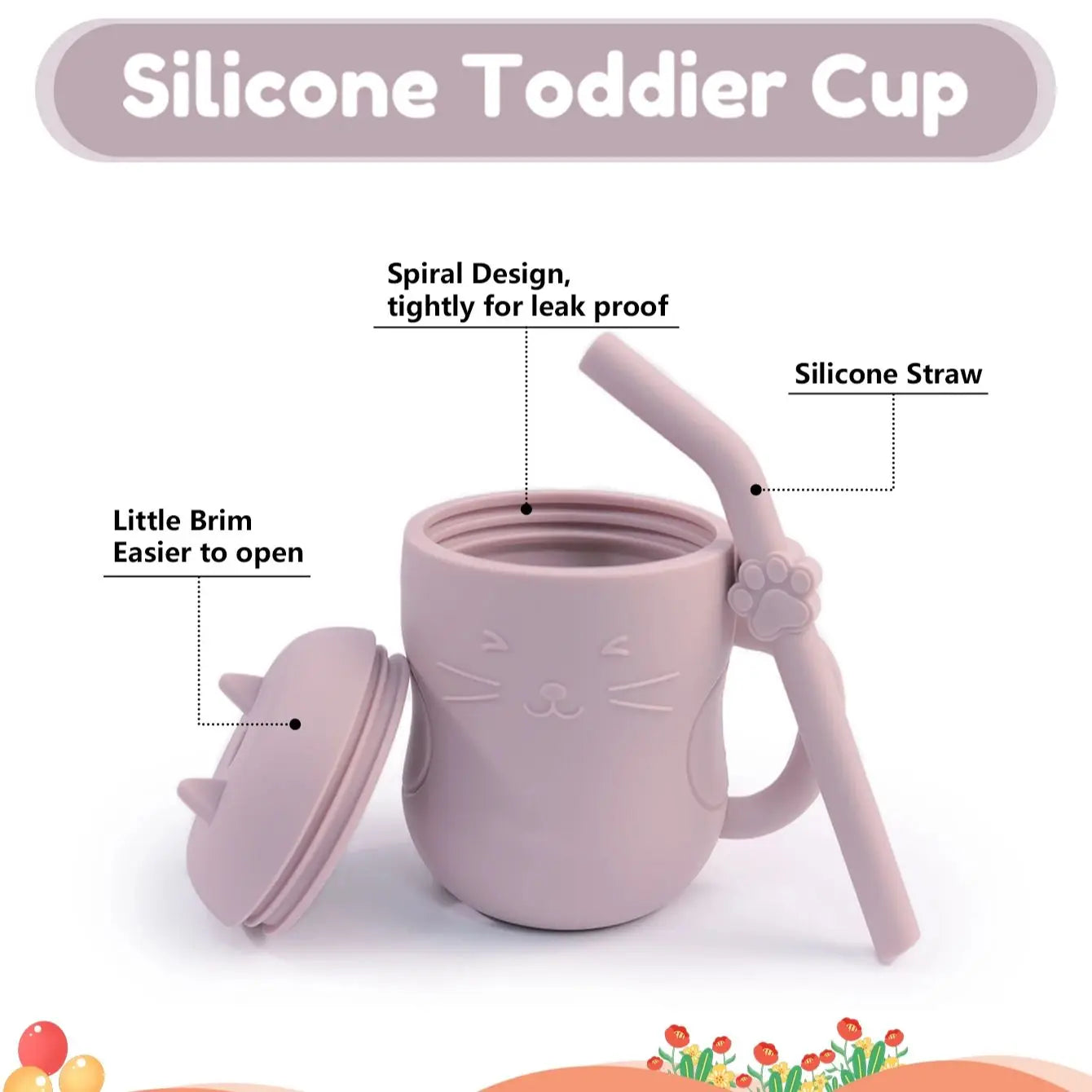 1pc Baby Silicone Straw Cup - BPA-Free, Portable Snack Container, Leakproof Kids Learning Drink Cup & Feeding Cup