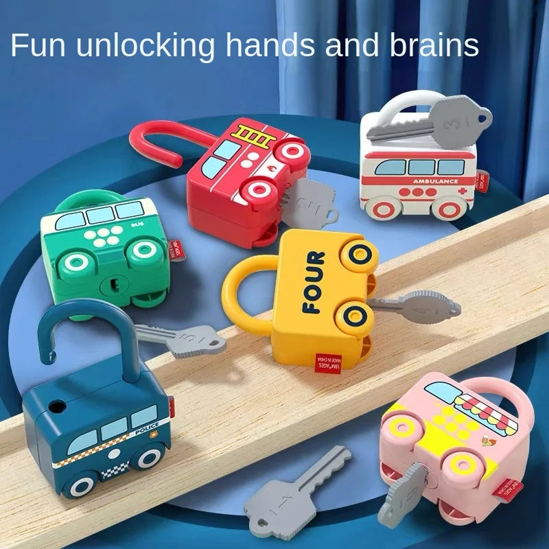 Baby Learning Lock with Key Car Toy – Montessori Educational Number Matching and Sensory Toy for Kids Ages 1-3