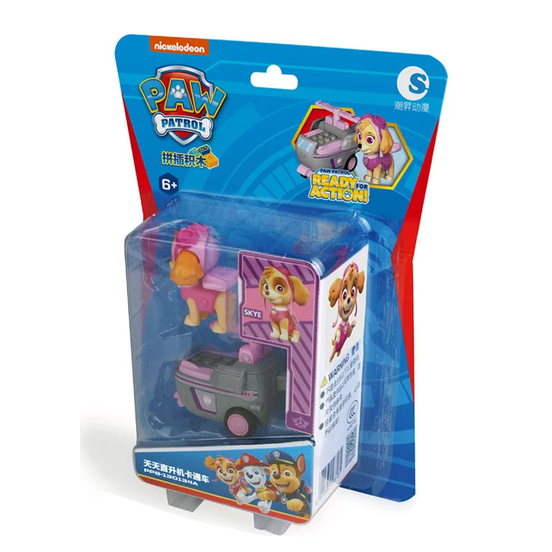 Paw Patrol Vehicle Playset – Chase, Skye, Marshall Pull Back Cars with Ryder Figure Building Blocks Toy