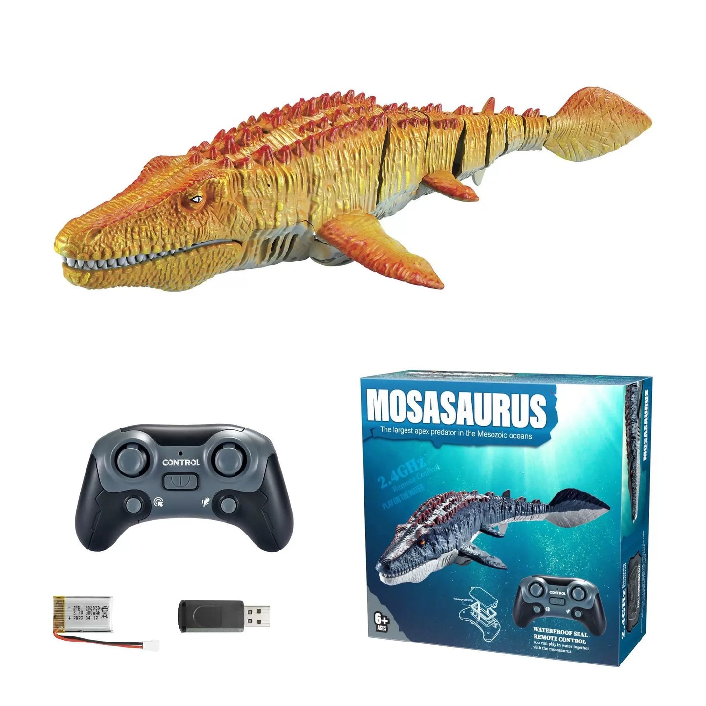 Electric RC Mosasaurus Dinosaur Toy – Remote Control Simulation with Light and Water Spray