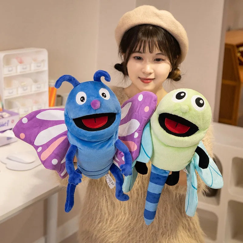 Insect Plush Hand and Finger Puppets, Dragonfly Ant Butterfly Ladybug Educational Toy