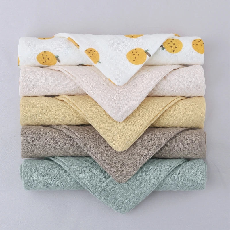 5 Pcs Baby Cotton Square Towel – Muslin Cloth, Infant Hand/Face Washcloth, Feeding Bib, Burp Cloth & Saliva Towel - Kidzy Market