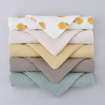 5 Pcs Baby Cotton Square Towel – Muslin Cloth, Infant Hand/Face Washcloth, Feeding Bib, Burp Cloth & Saliva Towel - Kidzy Market