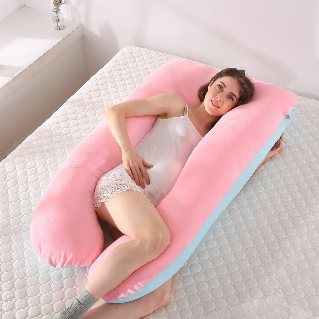 70x130CM Full Body Nursing Pregnancy Pillow - U-Shaped Maternity Pillow for Sleeping with Removable Cotton Cover (27.5x51 inches)