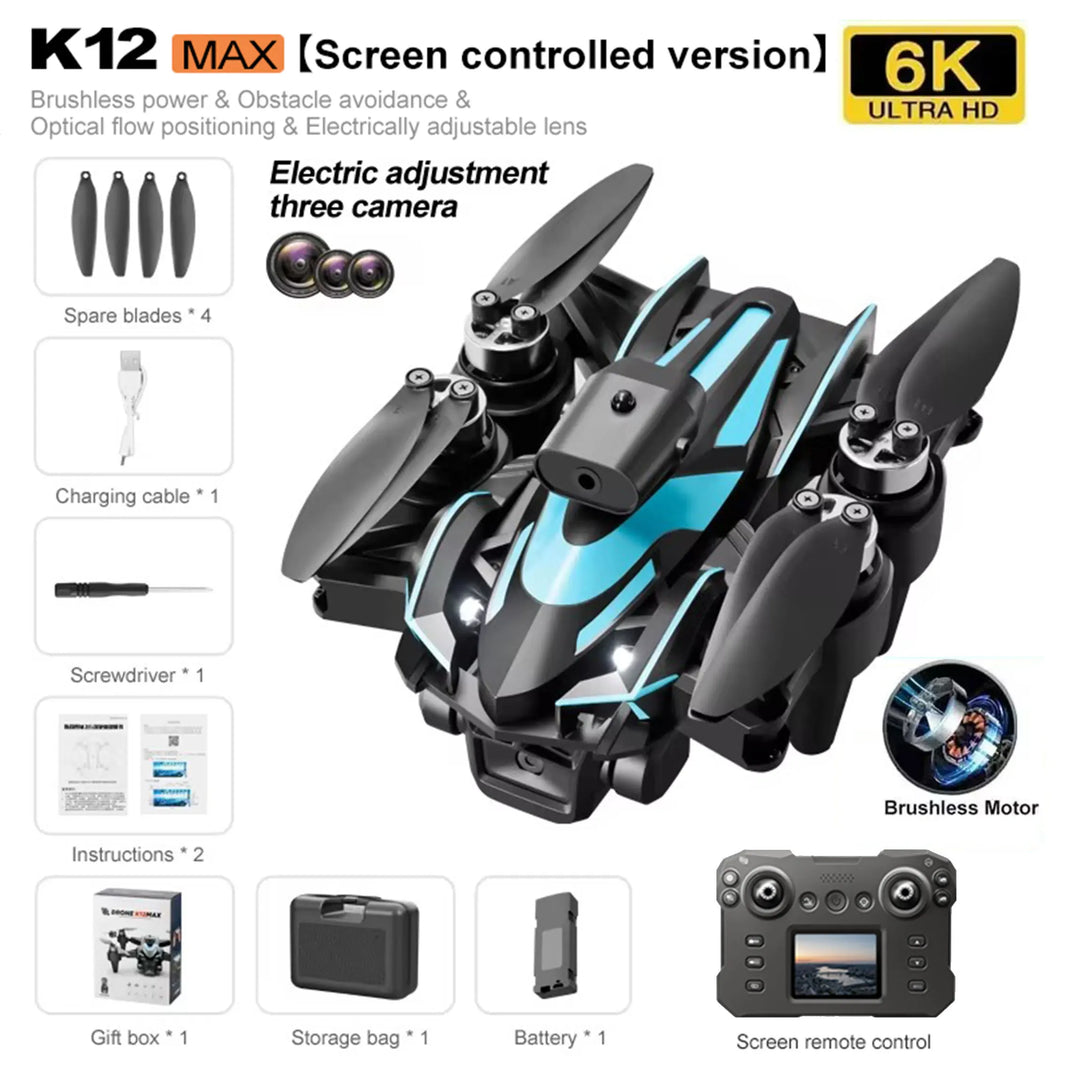 K12 Max RC Drone – 8K HD Camera Foldable Quadcopter with Brushless Motor and Obstacle Avoidance